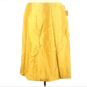 New Emily 34W gold metallic elastic‎ panel waist band party holiday pencil skirt
